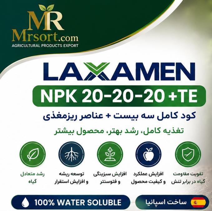 کود سه بیست با عناصر ریز مغذی LAXAMEN NPK 20-20-20 + TE - Image 2